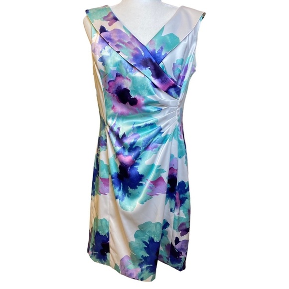 Arthur S. Levine for Tahari Dress Size 12 Limited Edition‎ Watercolors Blue - Picture 1 of 16